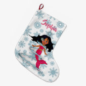 Grande Chaussette De Noël Noëlle de sirène Nom mignonne Blanc (Devant (Accrochage))
