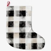 Grande Chaussette De Noël Noir Chic Crème Plaid Noël (Devant)