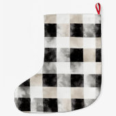 Grande Chaussette De Noël Noir Chic Crème Plaid Noël (Dos)