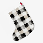 Grande Chaussette De Noël Noir Chic Crème Plaid Noël (Dos (Accrochage))