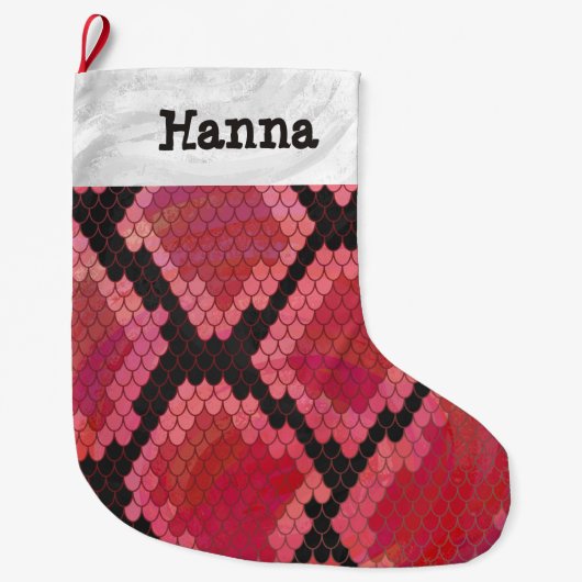 Grande Chaussette De Noël Noir et rouge de serpent (Devant)