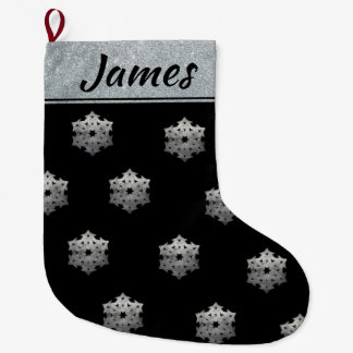 Grande Chaussette De Noël Noir personnalisable de l'argent I de Faux