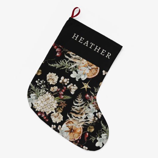 Grande Chaussette De Noël Noir vert Noël Stocker (Devant (Accrochage))