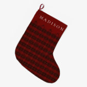 Grande Chaussette De Noël Nom Carreaux Rouges (Devant (Accrochage))