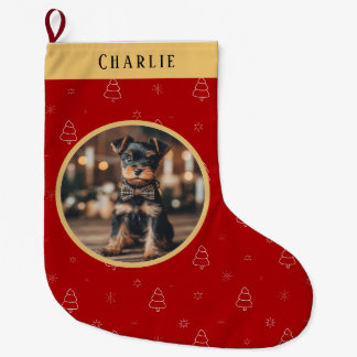 Grande Chaussette De Noël Nom de chien de Noël rouge Cadeau de Noël