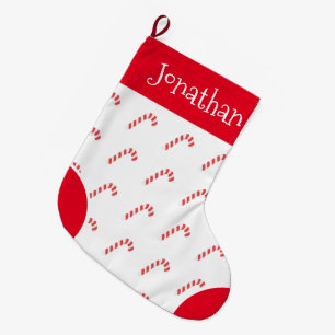Grande Chaussette De Noël Nom de la typographie rouge et blanche sucre de ca