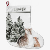 Grande Chaussette De Noël Nom de l'enfant, Bébé mignon Animaux, (Devant)