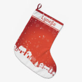 Grande Chaussette De Noël Nom de l'enfant rouge et blanc (Devant (Accrochage))