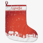 Grande Chaussette De Noël Nom de l'enfant rouge et blanc (Devant)