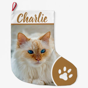 Grande Chaussette De Noël Nom de monogramme de photo de compagnie de patte s
