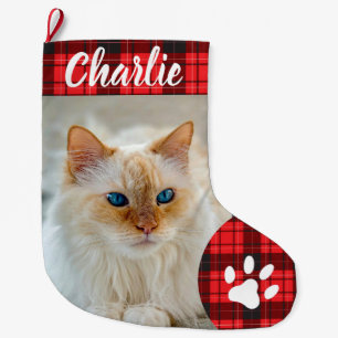 Grande Chaussette De Noël Nom de monogramme de photo de compagnie de patte s