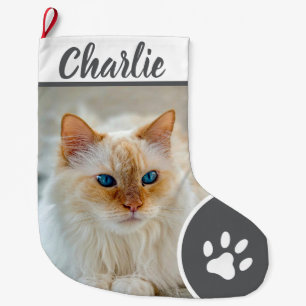 Grande Chaussette De Noël Nom de monogramme de photo de compagnie de patte s