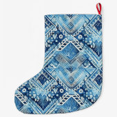 Grande Chaussette De Noël Nom de Noël Aqua Blue Batik (Dos)