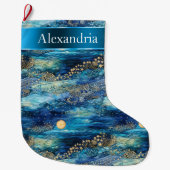 Grande Chaussette De Noël Nom de Noël bleu mystique (Devant)