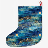 Grande Chaussette De Noël Nom de Noël bleu mystique (Dos)
