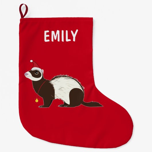 Grande Chaussette De Noël Nom de Noël de furet personnalisable (Devant)