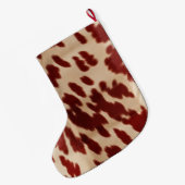 Grande Chaussette De Noël Nom de Noël de la vache rouge crème (Dos (Accrochage))