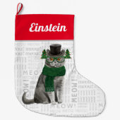 Grande Chaussette De Noël Nom du chat British Shorthair Cat Christmas (Devant)