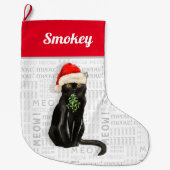 Grande Chaussette De Noël Nom du chat Noir Bombay Chat Noël (Devant)