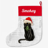 Grande Chaussette De Noël Nom du chat Noir Bombay Chat Noël (Dos)