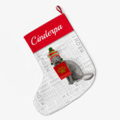 Grande Chaussette De Noël Nom du chat Russian Blue Chat Noël (Dos (Accrochage))