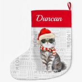 Grande Chaussette De Noël Nom du chat Scottish Fold Chat Noël (Dos)