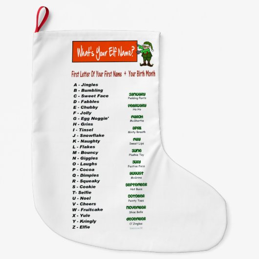 Grande Chaussette De Noël Nom Elf Personnaliser de Noël Stocking (Devant)