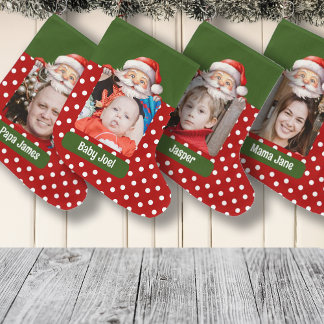 Grande Chaussette De Noël Nom et message personnalisés de la famille père No