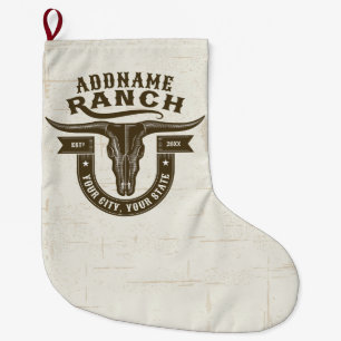 Grande Chaussette De Noël NOM personnalisé Bull Steer Skull Western Ranch