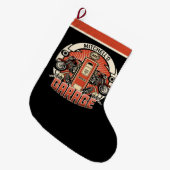 Grande Chaussette De Noël Nom personnalisé Garage moto moto pompe à gaz rétr (Devant (Accrochage))