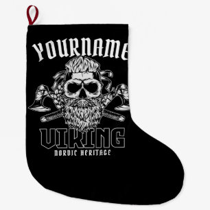 Grande Chaussette De Noël NOM personnalisé Viking Nordic Warrior Heritage