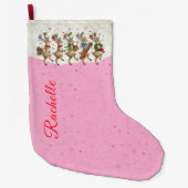 Grande Chaussette De Noël Nom rose Marching Quirinal Christmas Reindeer (Devant)