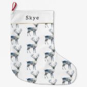 Grande Chaussette De Noël Nordic Blue White Deer Christmas (Devant)
