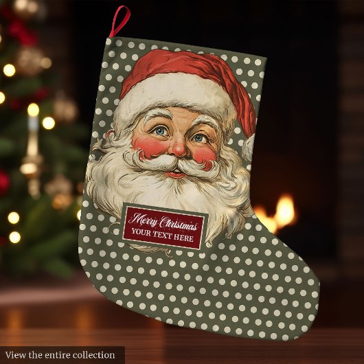 Grande Chaussette De Noël Nostalgale Santa Claus Holiday Stocking Cadeau