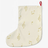 Grande Chaussette De Noël Notes de musique en or blanc Noël (Dos)