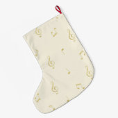 Grande Chaussette De Noël Notes de musique en or blanc Noël (Dos (Accrochage))