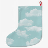 Grande Chaussette De Noël Nuages personnalisés (Dos)
