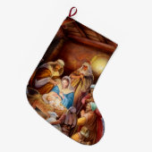 Grande Chaussette De Noël Nuit sainte Jésus dans la mangeoire (Devant (Accrochage))