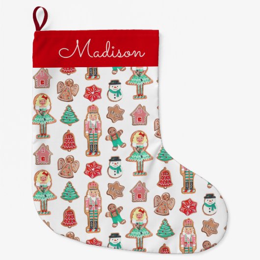 Grande Chaussette De Noël Nutcracker gingerpain homme vacances Cookies (Devant)