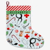 Grande Chaussette De Noël Objet de collection Noël Infirmière (Devant)