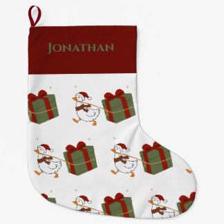 Grande Chaussette De Noël Oie voleuse de cadeaux personnalisée Noël
