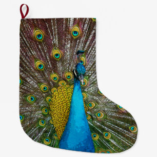 Grande Chaussette De Noël Oiseau de paon à l'écran