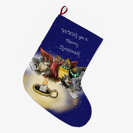 Grande Chaussette De Noël Oiseaux de Noël (Devant (Accrochage))