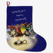 Grande Chaussette De Noël Oiseaux de Noël (Devant)