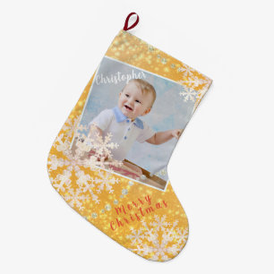 Grande Chaussette De Noël Or des neiges