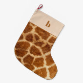 Grande Chaussette De Noël Orange Brown Giraffe Imprimer Monogramme Noël (Devant (Accrochage))