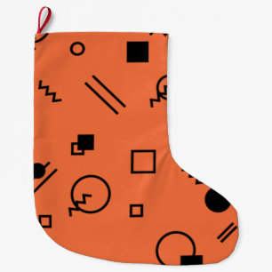 Grande Chaussette De Noël Orange, fun, trendy, geometric Memphis graphic