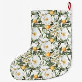 Grande Chaussette De Noël Oranges florales romantiques Sicile Italienne (Dos)