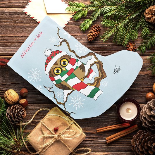 Grande Chaussette De Noël Ornements d'arbre de la Chouette de Noël