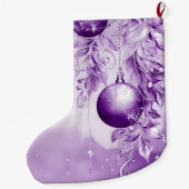 Grande Chaussette De Noël Ornements violets Noël Fête Stocker (Dos)